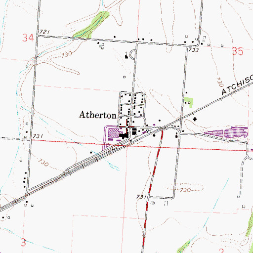 Topographic Map of Atherton, MO