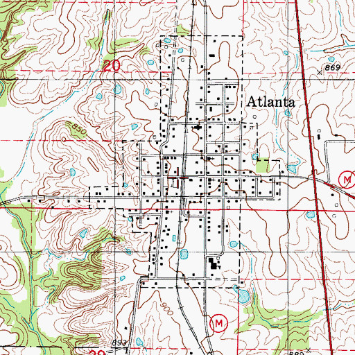 Topographic Map of Atlanta, MO