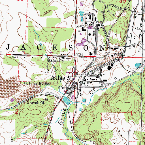 Topographic Map of Atlas, MO