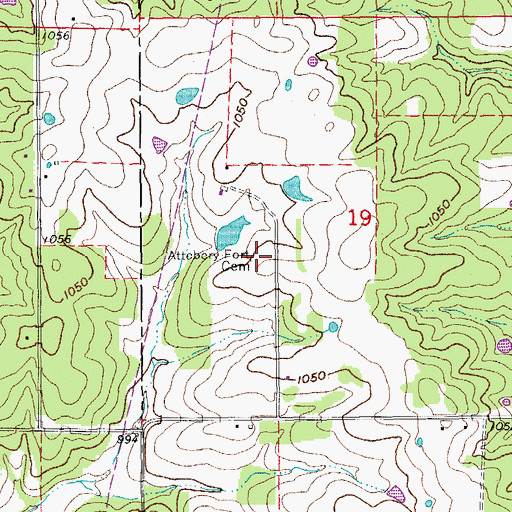 Topographic Map of Attebery - Fort Cemetery, MO