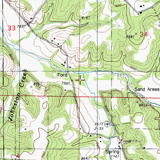 Topographic Map of Atwell Creek, MO