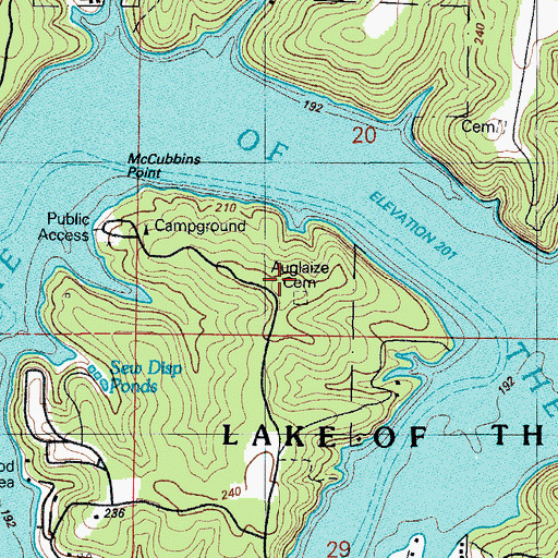 Topographic Map of Auglaize Cemetery, MO