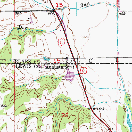 Topographic Map of Augusta School, MO