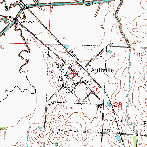 Topographic Map of Aullville, MO