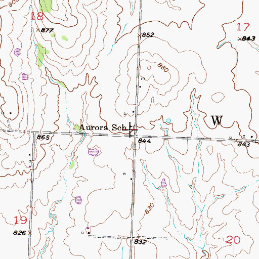 Topographic Map of Aurora School (historical), MO