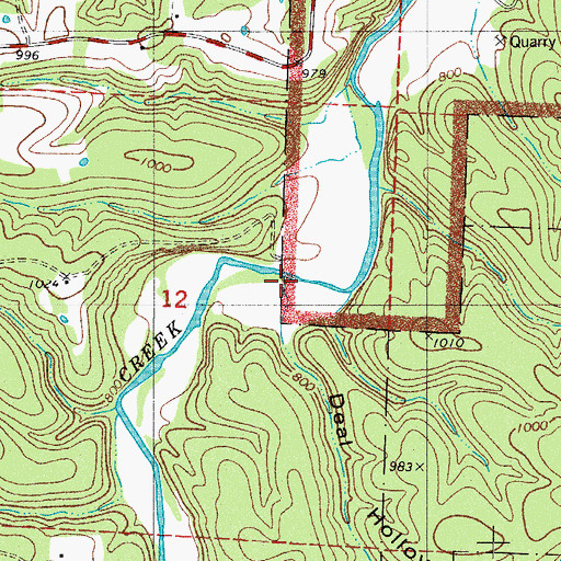 Topographic Map of Deal Hollow, AR