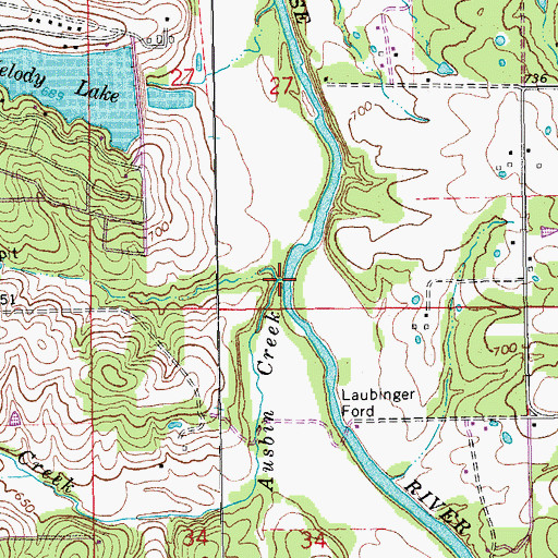 Topographic Map of Ausbin Creek, MO