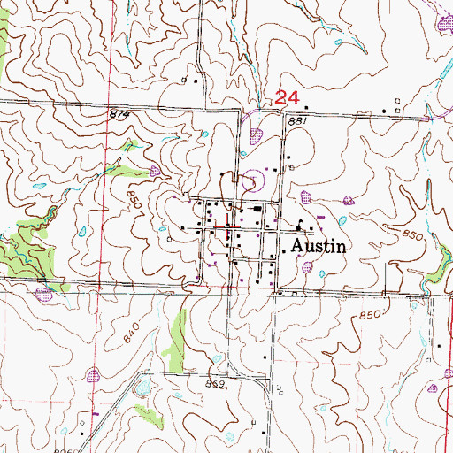 Topographic Map of Austin, MO