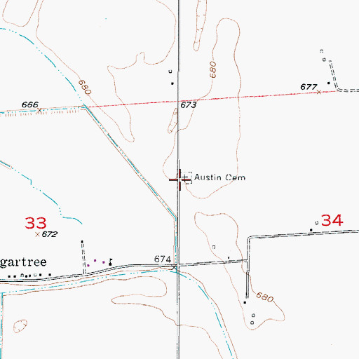 Topographic Map of Austin Cemetery, MO