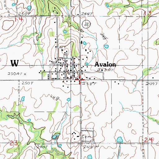 Topographic Map of Avalon, MO