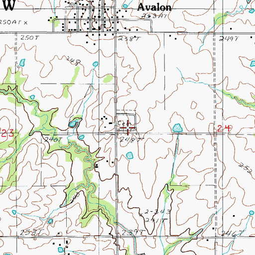 Topographic Map of Avalon Cemetery, MO