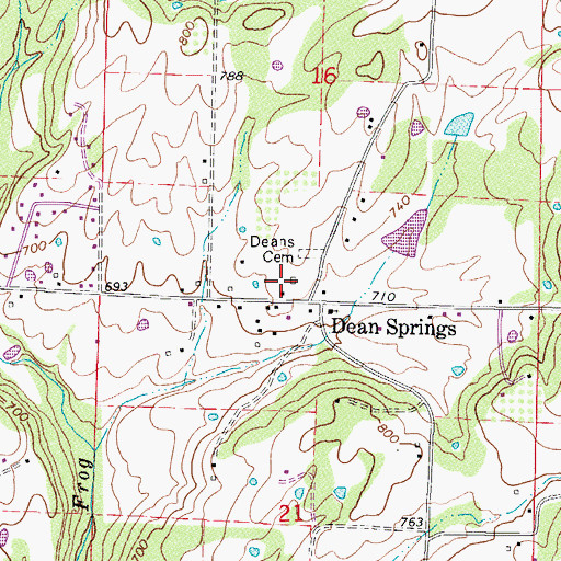 Topographic Map of Dean Springs, AR