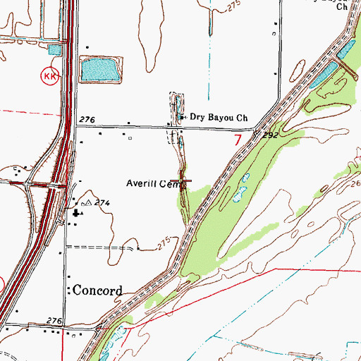 Topographic Map of Averill Cemetery, MO