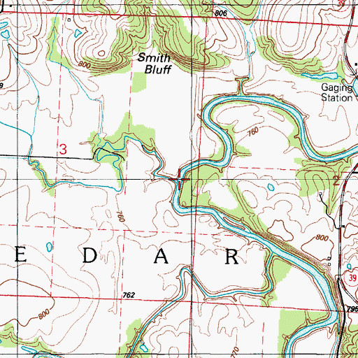 Topographic Map of Aves Creek, MO