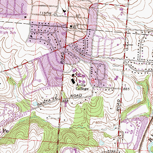 Topographic Map of Avila University, MO
