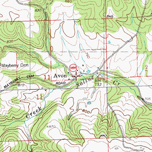 Topographic Map of Avon, MO