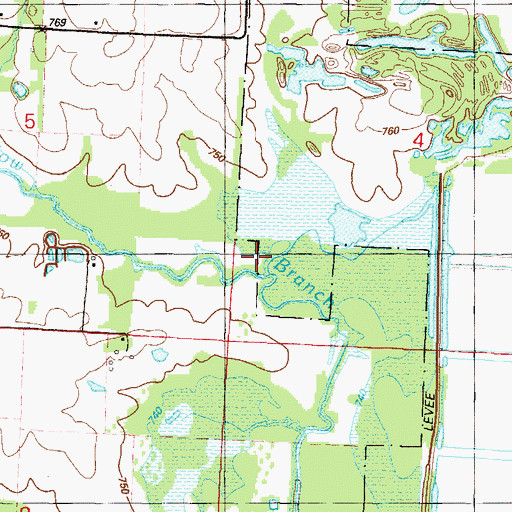 Topographic Map of Back and Forth Slough, MO