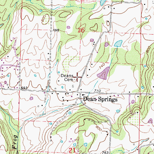Topographic Map of Deans Cemetery, AR