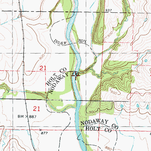 Topographic Map of Bagby Creek, MO