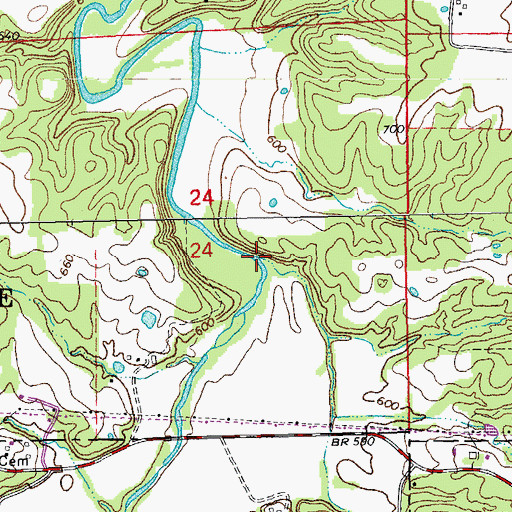 Topographic Map of Bailey Branch, MO