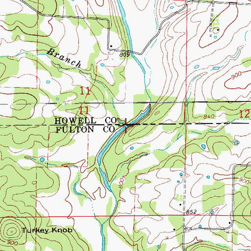 Topographic Map of Bailey Branch, AR