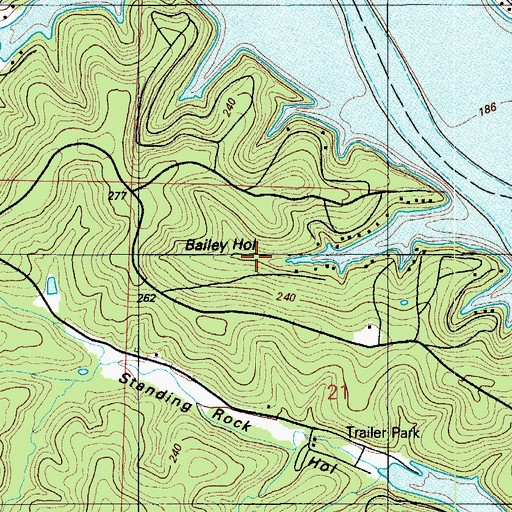 Topographic Map of Bailey Hollow, MO