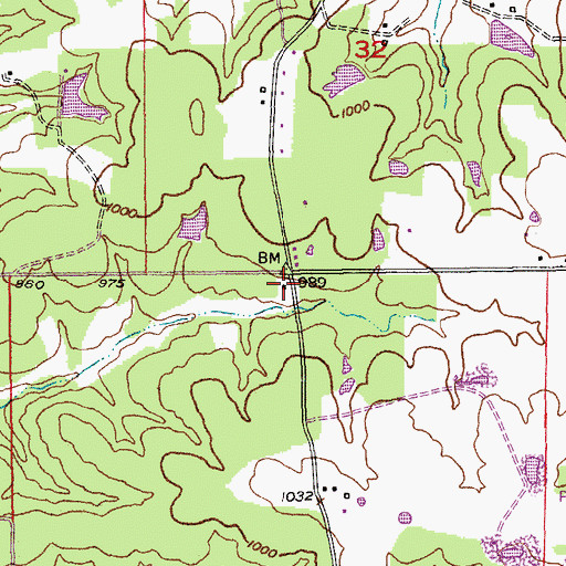 Topographic Map of Bailey School, MO