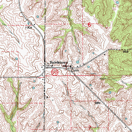 Topographic Map of Bairdstown Church, MO