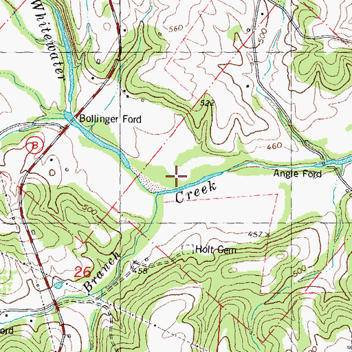 Topographic Map of Baker Branch, MO