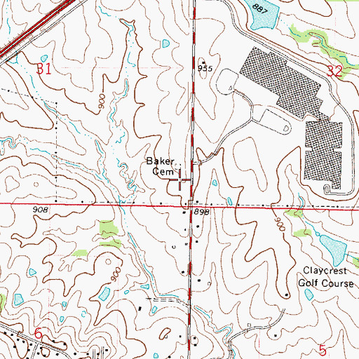 Topographic Map of Baker Evans Cemetery, MO