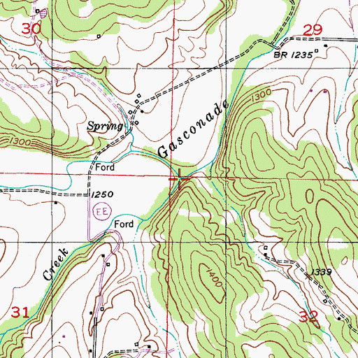 Topographic Map of Baker Creek, MO