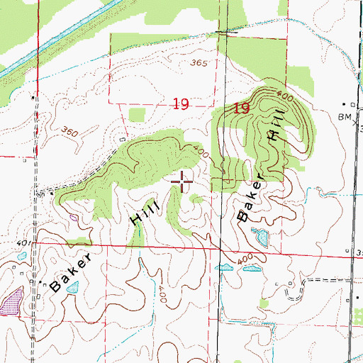 Topographic Map of Baker Hill, MO