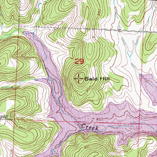 Topographic Map of Bald Hill, MO