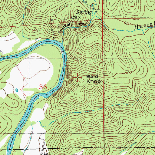 Topographic Map of Bald Knob, MO