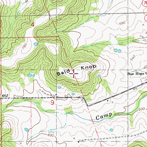 Topographic Map of Bald Knob, MO