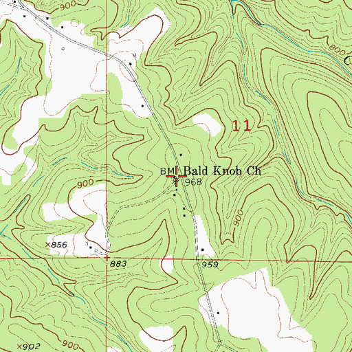 Topographic Map of Bald Knob Church, MO