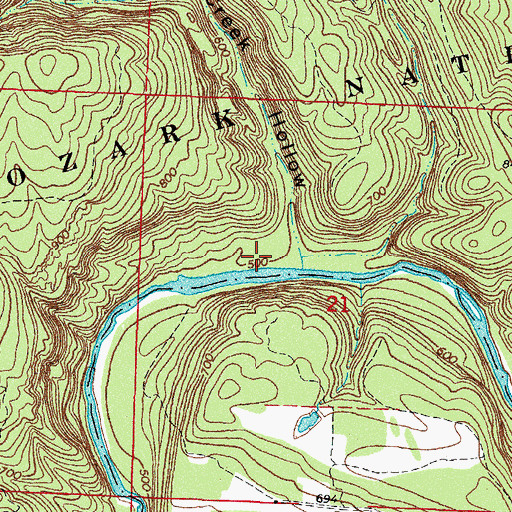 Topographic Map of Deer Creek Hollow, AR