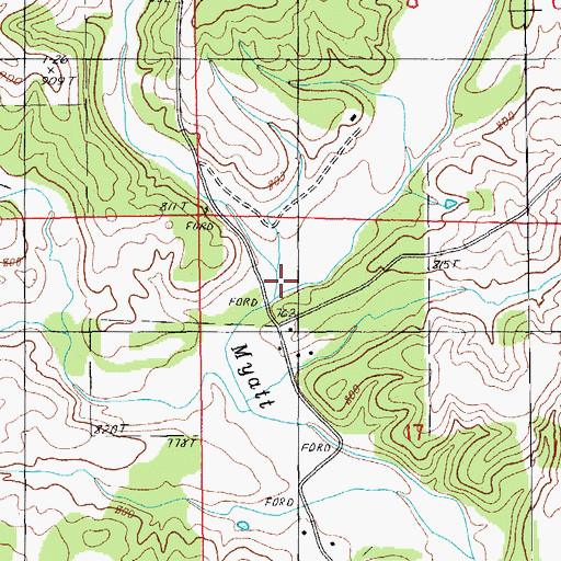 Topographic Map of Ball Branch, MO