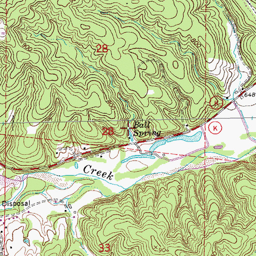 Topographic Map of Ball Spring, MO