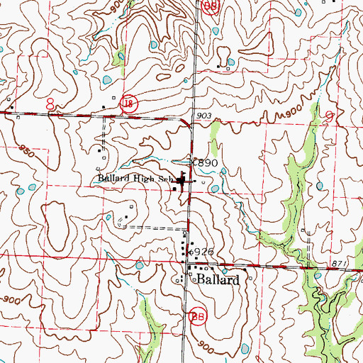 Topographic Map of Ballard High School, MO