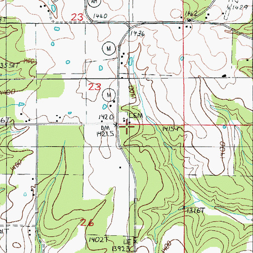 Topographic Map of Ballard School, MO