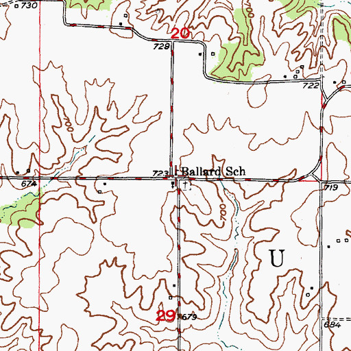 Topographic Map of Ballard School, MO