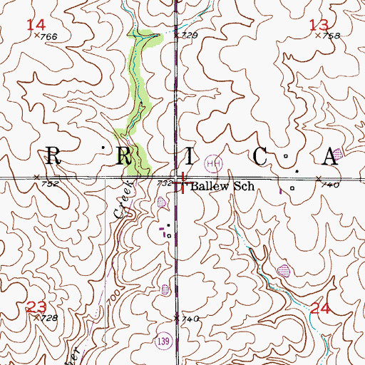 Topographic Map of Ballew School, MO