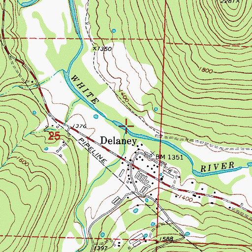 Topographic Map of Delaney Creek, AR