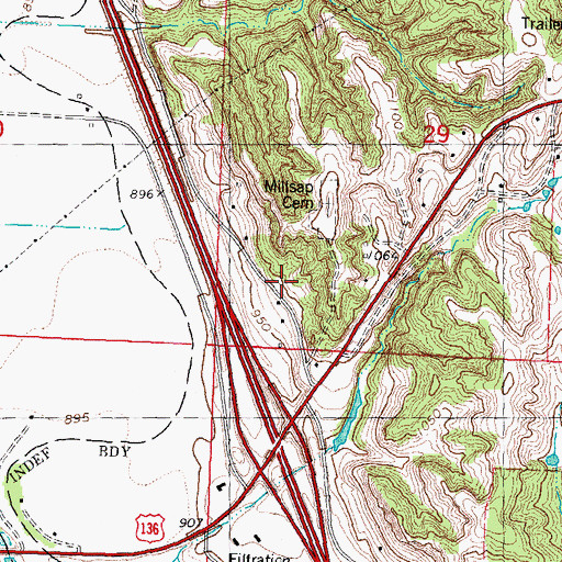 Topographic Map of Banner School (historical), MO