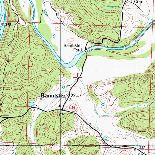 Topographic Map of Bannister Hollow, MO
