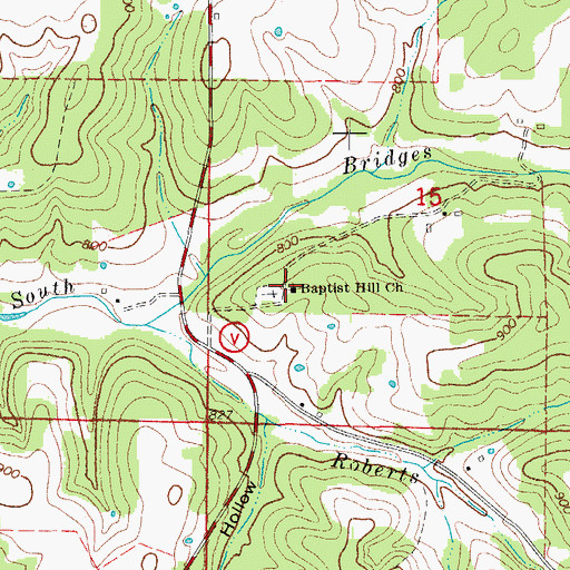 Topographic Map of Baptist Hill Church, MO