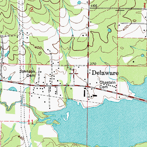 Topographic Map of Delaware, AR