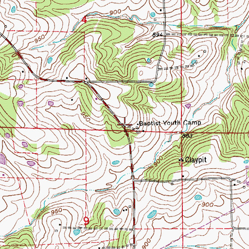 Topographic Map of Baptist Youth Camp, MO