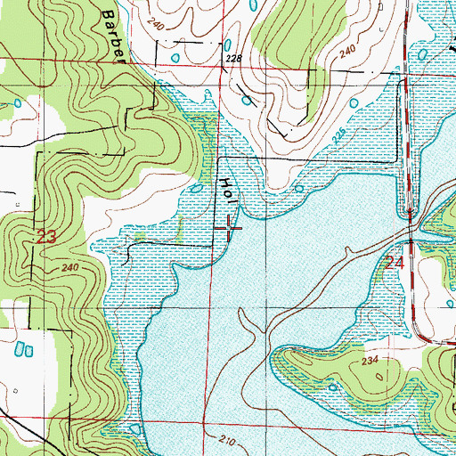 Topographic Map of Barber Hollow, MO